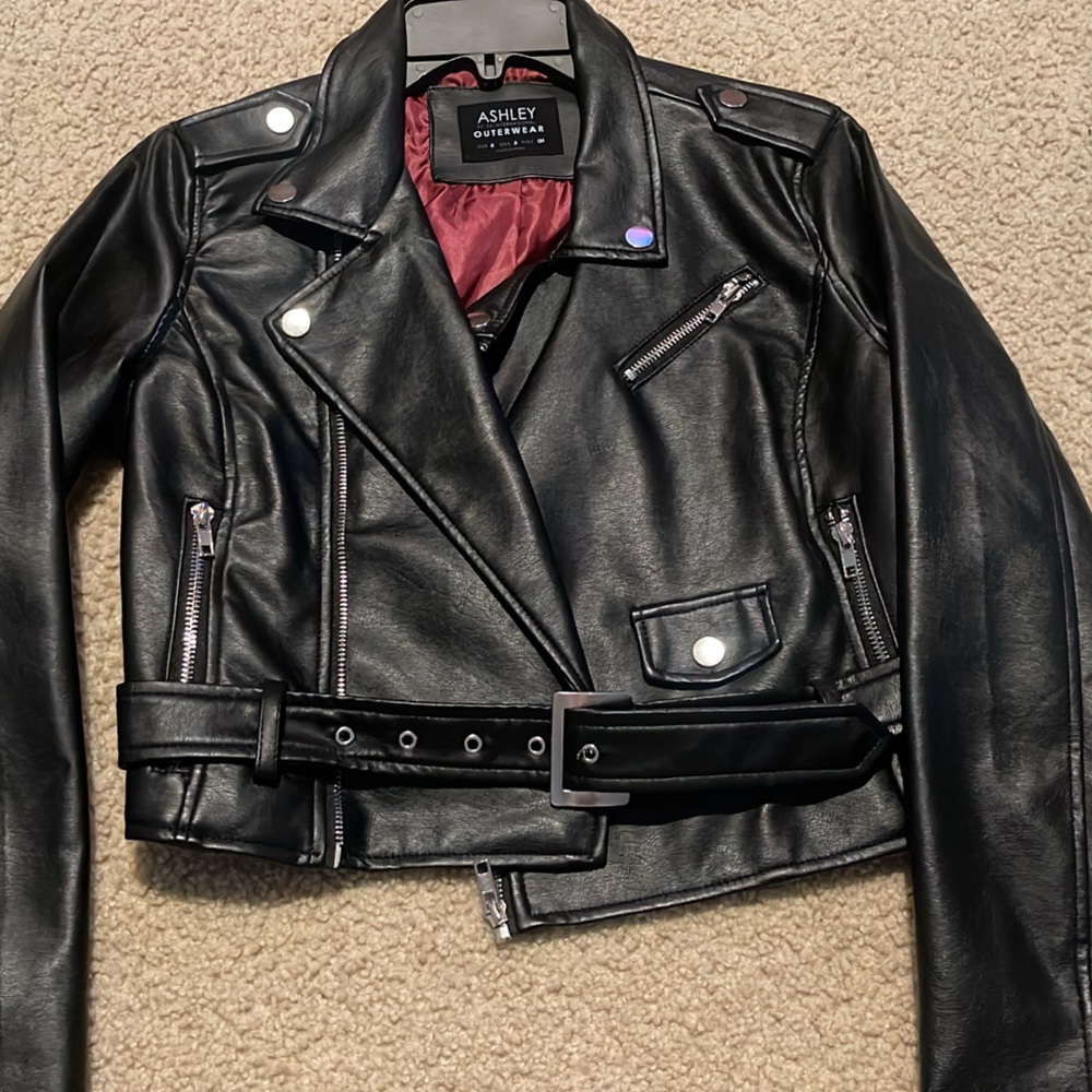 Ashley By 26 International Black Leather Biker Jacket